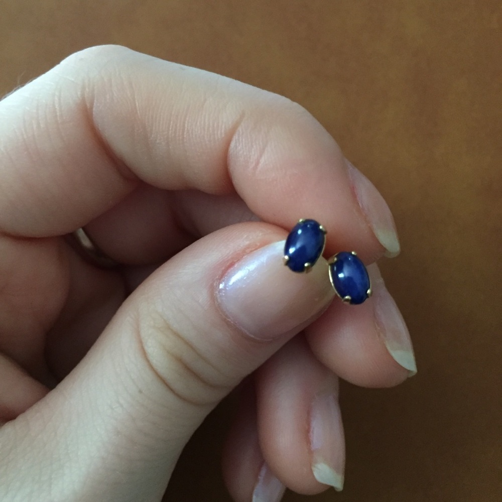 Blue gem stud earrings